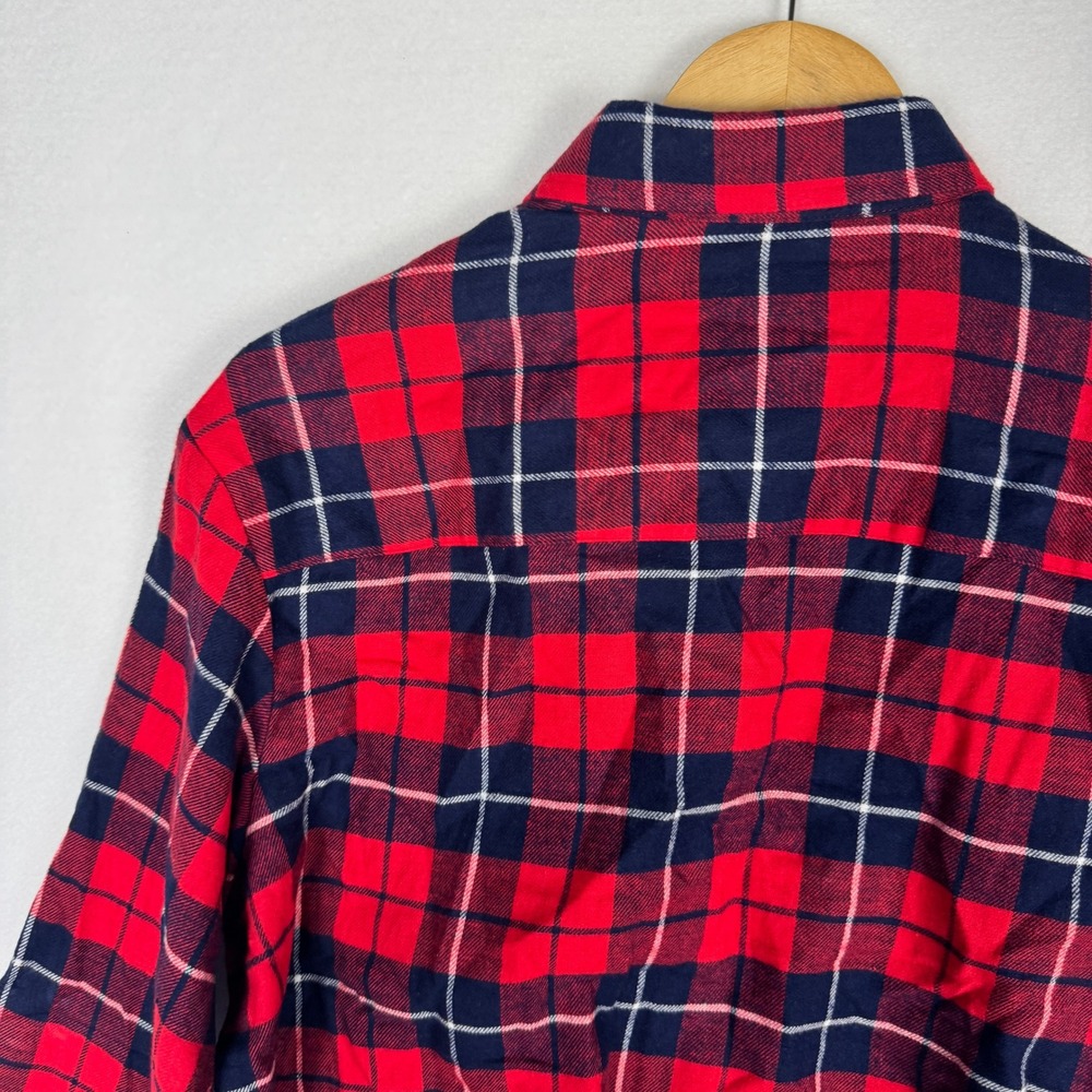 Club Room Mens Flannel Plaid Button Down Shirt Red Navy Blue Small 100189992MN - Picture 13 of 14